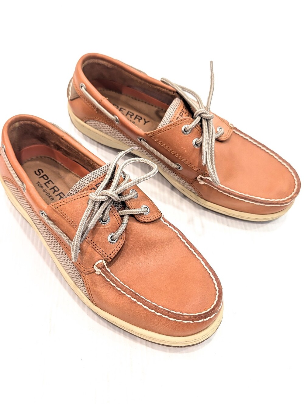 SPERRY Billfish 3 Eye Men’s Tan Leather Boat Shoes Loafers Size 9.5